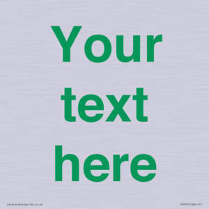 Custom blank information sign. Green text, plain background